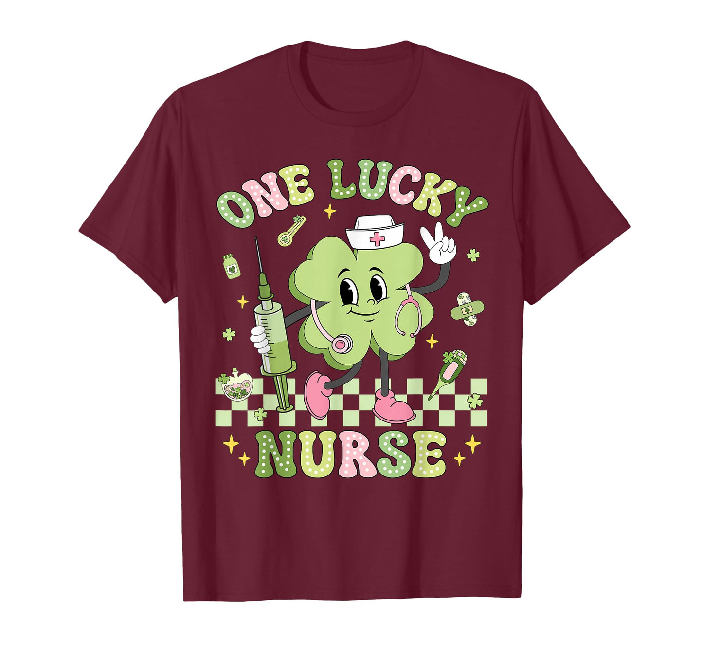One Lucky Nurse St Patrick's Day Shamrock Irish Women Girl T-Shirt