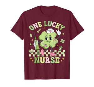 One Lucky Nurse St Patrick's Day Shamrock Irish Women Girl T-Shirt