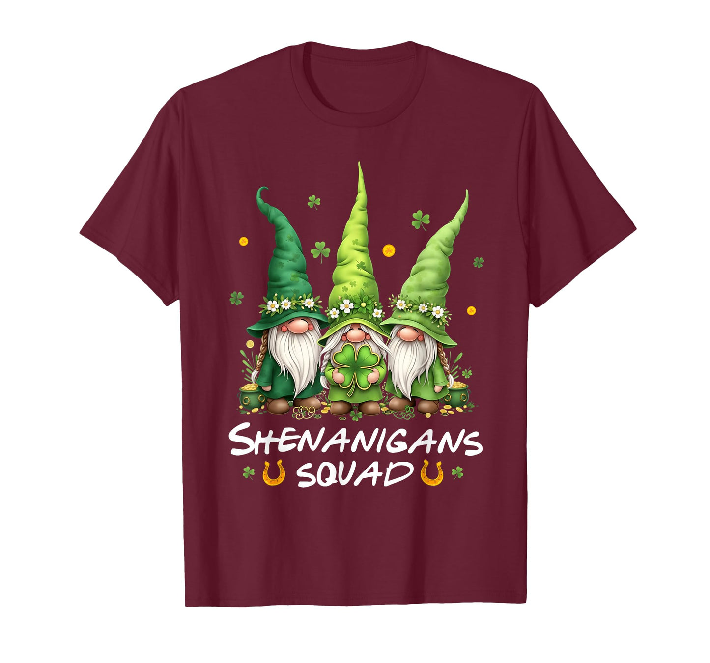 Shenanigans Squad Cute Gnomes St Patricks Day Irish Shamrock T-Shirt