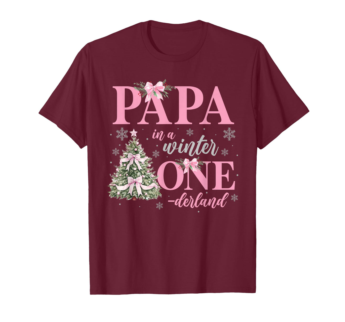 Papa in a Winter Onederland Birthday Girl Christmas Tree T-Shirt