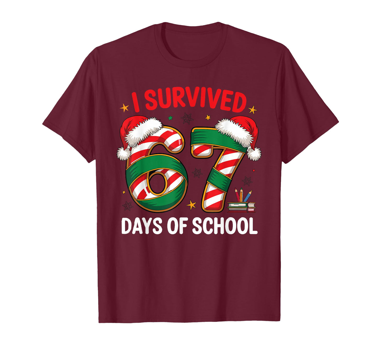 I Survived 67 Days of School Funny Gen Christmas T-Shirt