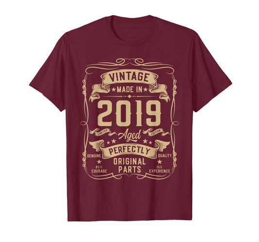 Vintage 2019 7yr 7th Birthday Gifts Boys Girls 7 Year Old T-Shirt