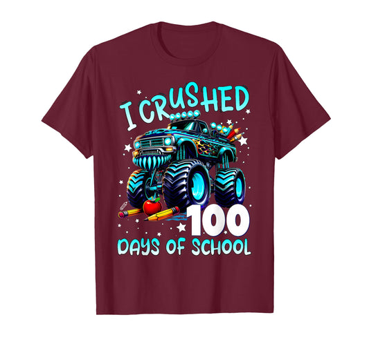 I Crushed 100 Days of School Truck 100th Day of School Boys T-Shirt