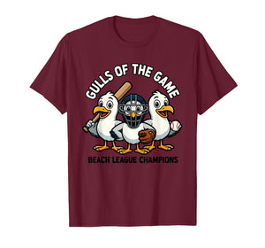 Baseball Seagull Cartoon Beach League Kids Tee T-Shirt