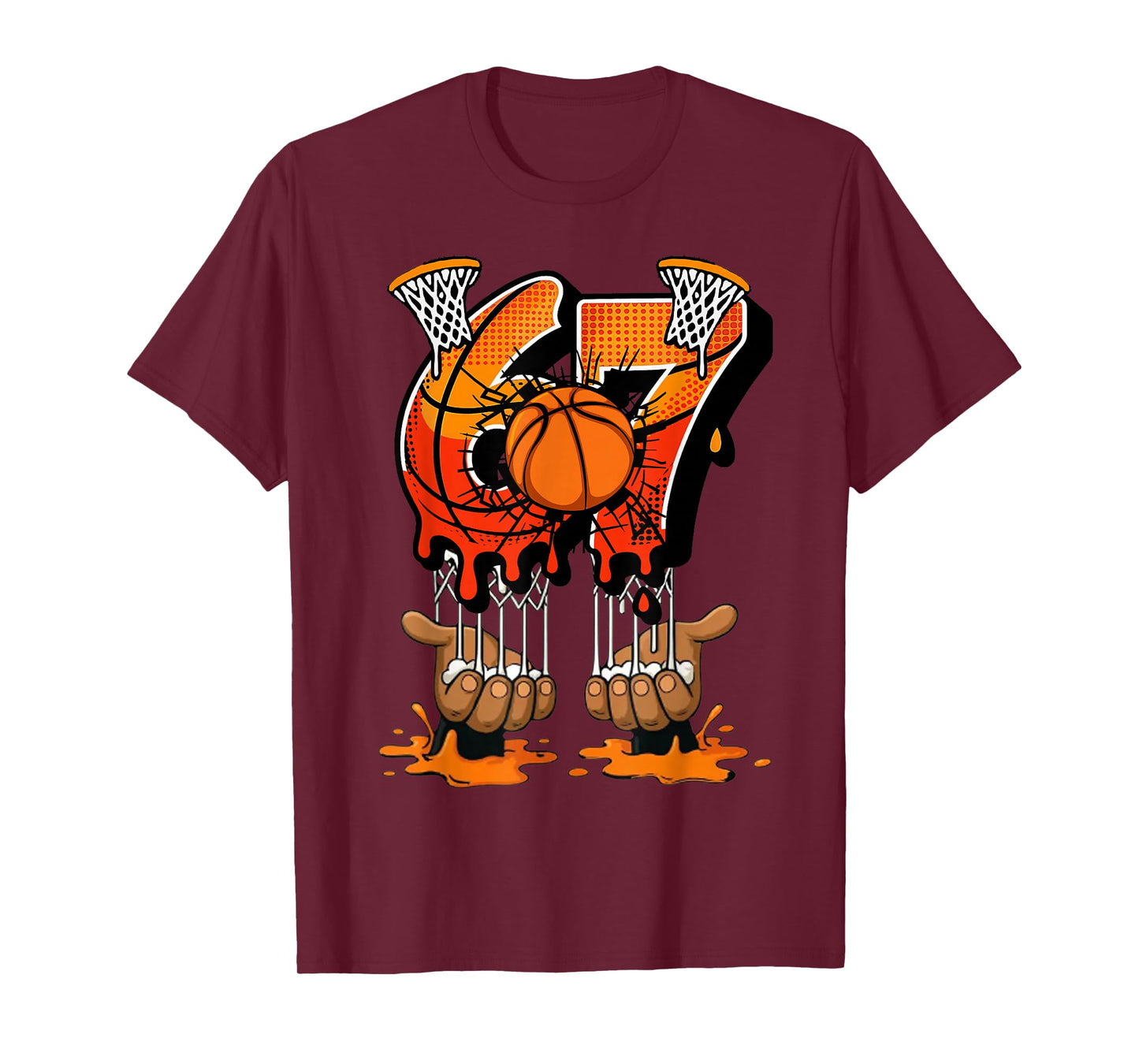 Basketball 67 Six Seven 6 7 Boys Funny Gen Alpha Meme Drip T-Shirt