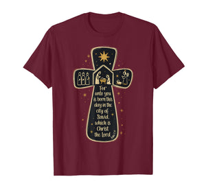 Nativity Cross Luke 2:11 Christmas Nativity Scene Christian T-Shirt