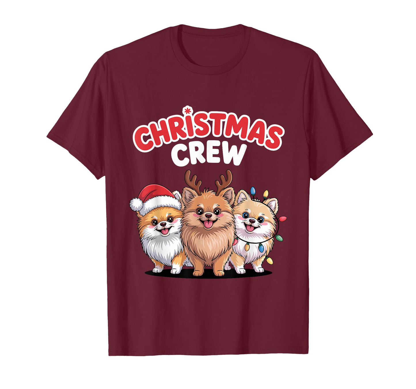 Christmas Crew Xmas Puppy Dog Funny Christmas Pomeranian T-Shirt