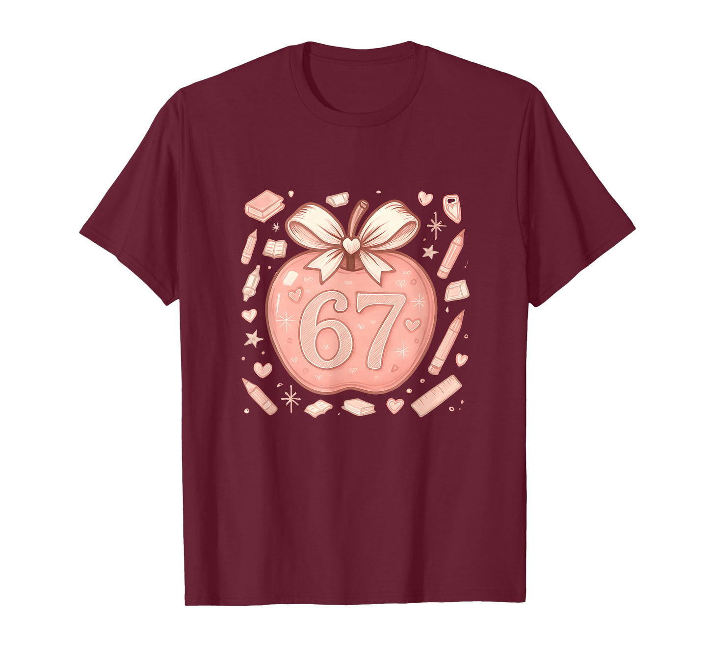 67 Meme Teacher Six Seven Teachers Coquette Soft-core Apple T-Shirt