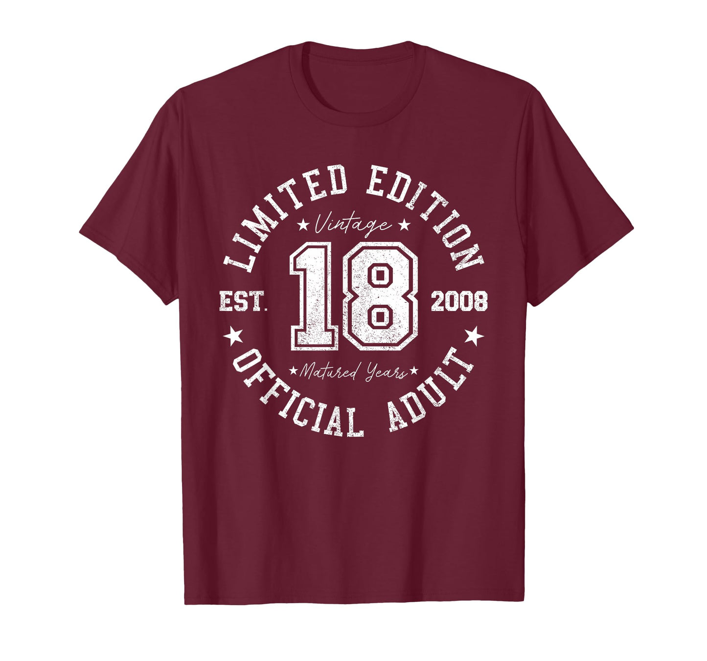 Official Adult 18th Birthday 18 Years Old Vintage 2008 T-Shirt