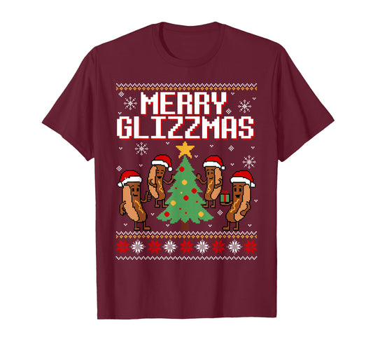 Merry Glizzmas Funny Merry Christmas Hotdogs Xmas Gift T-Shirt