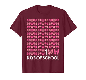 100 Days of School Girls Coquette Bow 100th Day of School T-Shirt