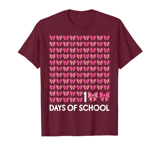 100 Days of School Girls Coquette Bow 100th Day of School T-Shirt