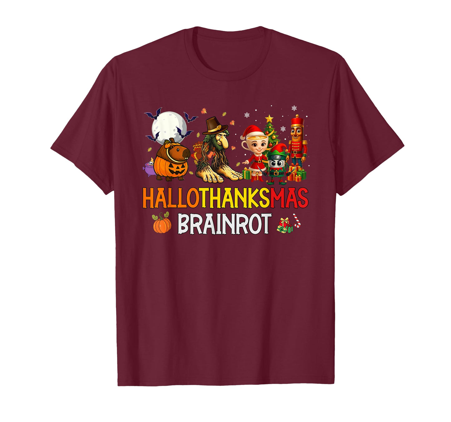 Happy Hallothanksmas Italian Brainrot Halloween Christmas T-Shirt