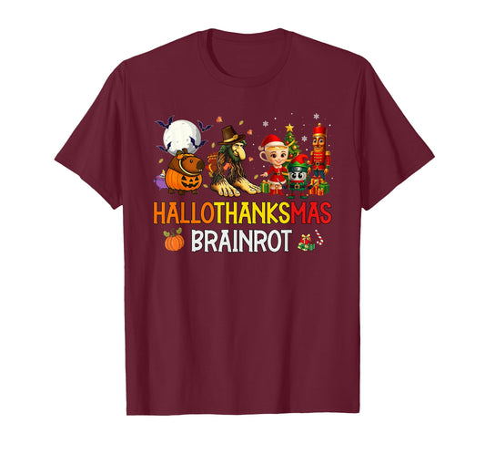 Happy Hallothanksmas Italian Brainrot Halloween Christmas T-Shirt
