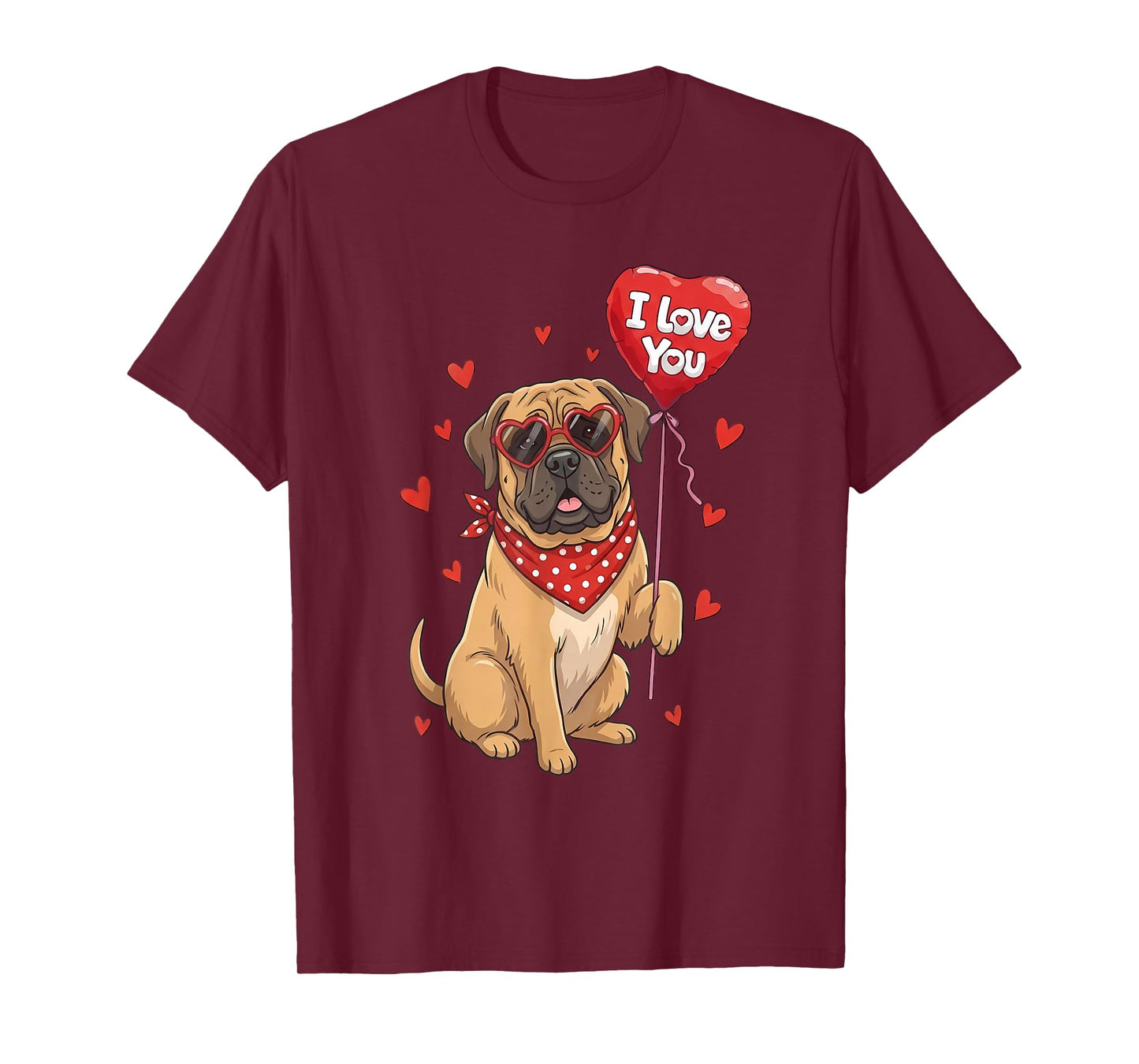 Mastiff Valentine Heart I Love You Dog Lovers T-Shirt