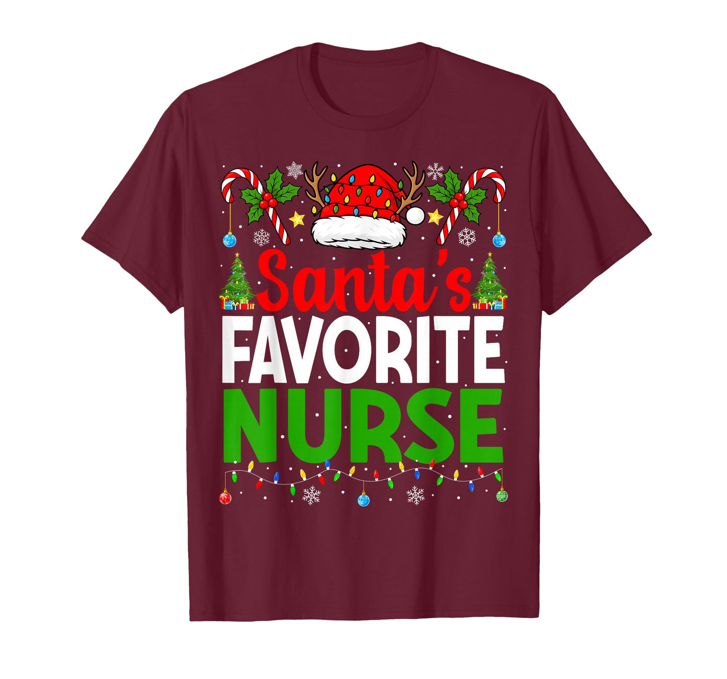 Santas Favorite Nurse RN Christmas Nursing Christmas Nurse T-Shirt