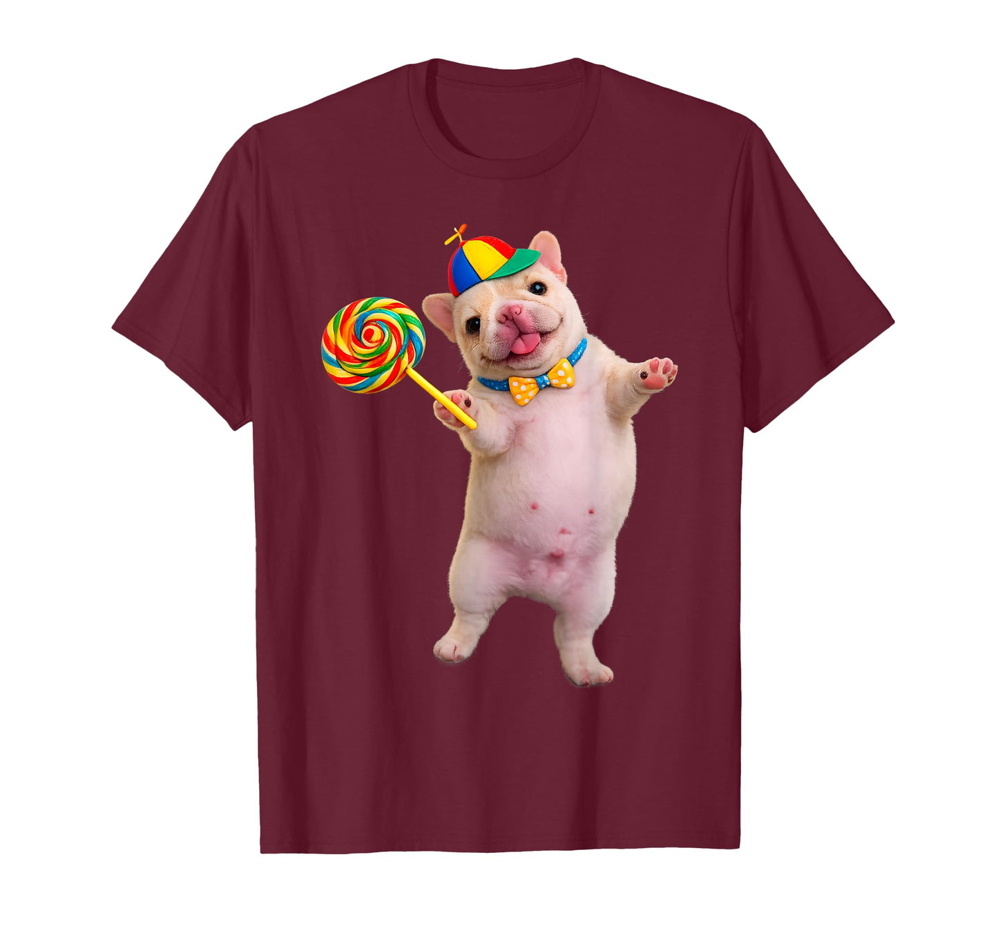 Funny Silly Pibble Dog with Lollipop Meme for Dog Lover Tee T-Shirt