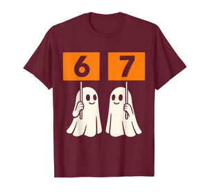 Funny 67 Meme Halloween Trendy Six Seven Ghosts 6-7 Humor T-Shirt