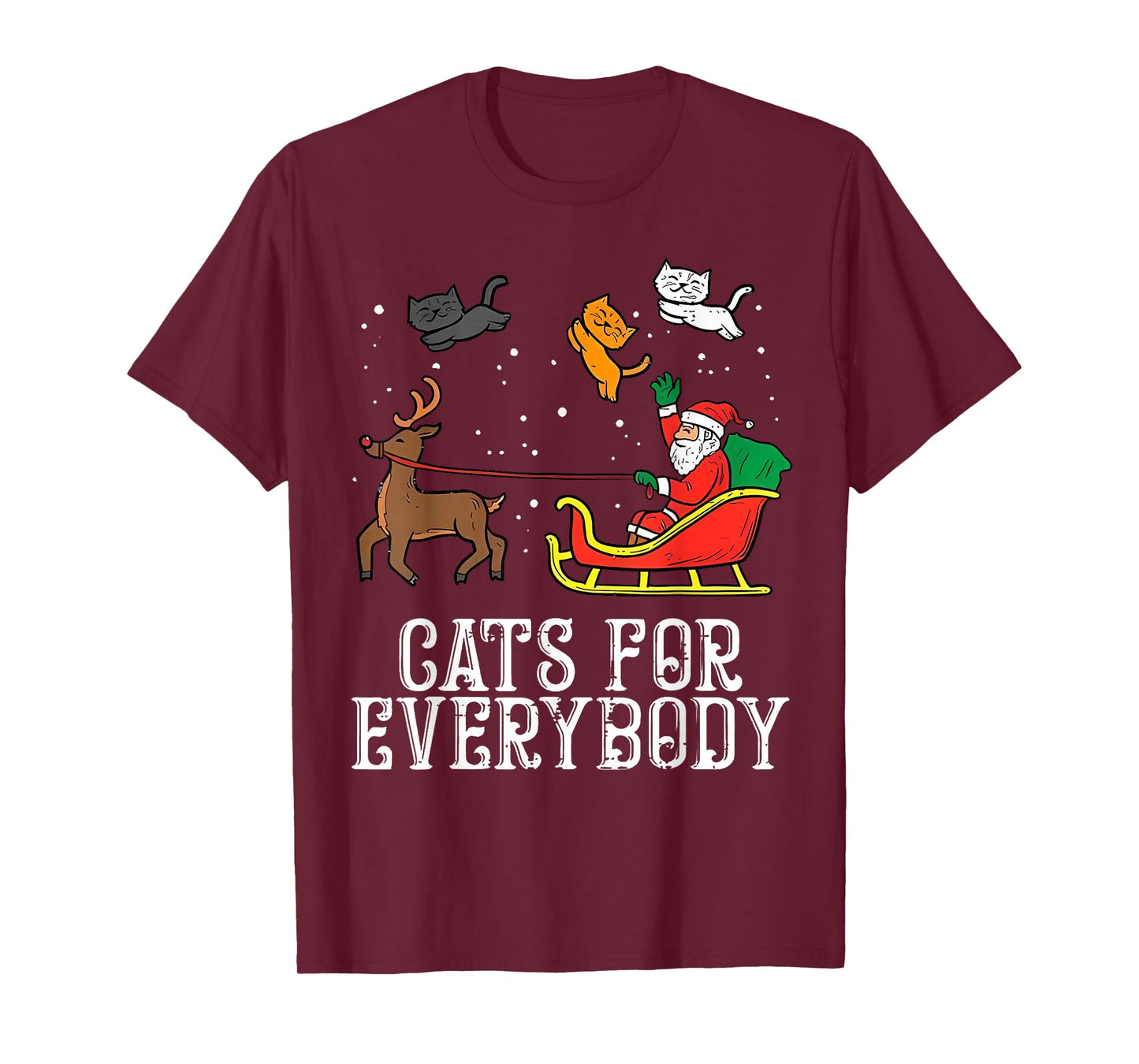 Cats for Everybody Christmas Cat Funny Xmas Women Santa T-Shirt