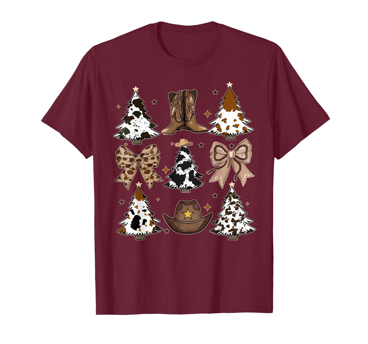 Howdy Christmas Cowboy Cowgirl Squad Coquette Bow Girl Women T-Shirt