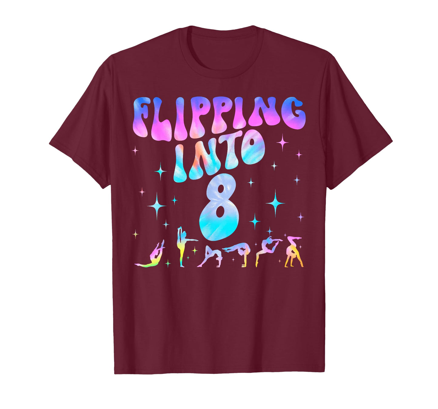 Flipping Into 8th Birthday Gymnastic 8 Years Old Girl Party T-Shirt