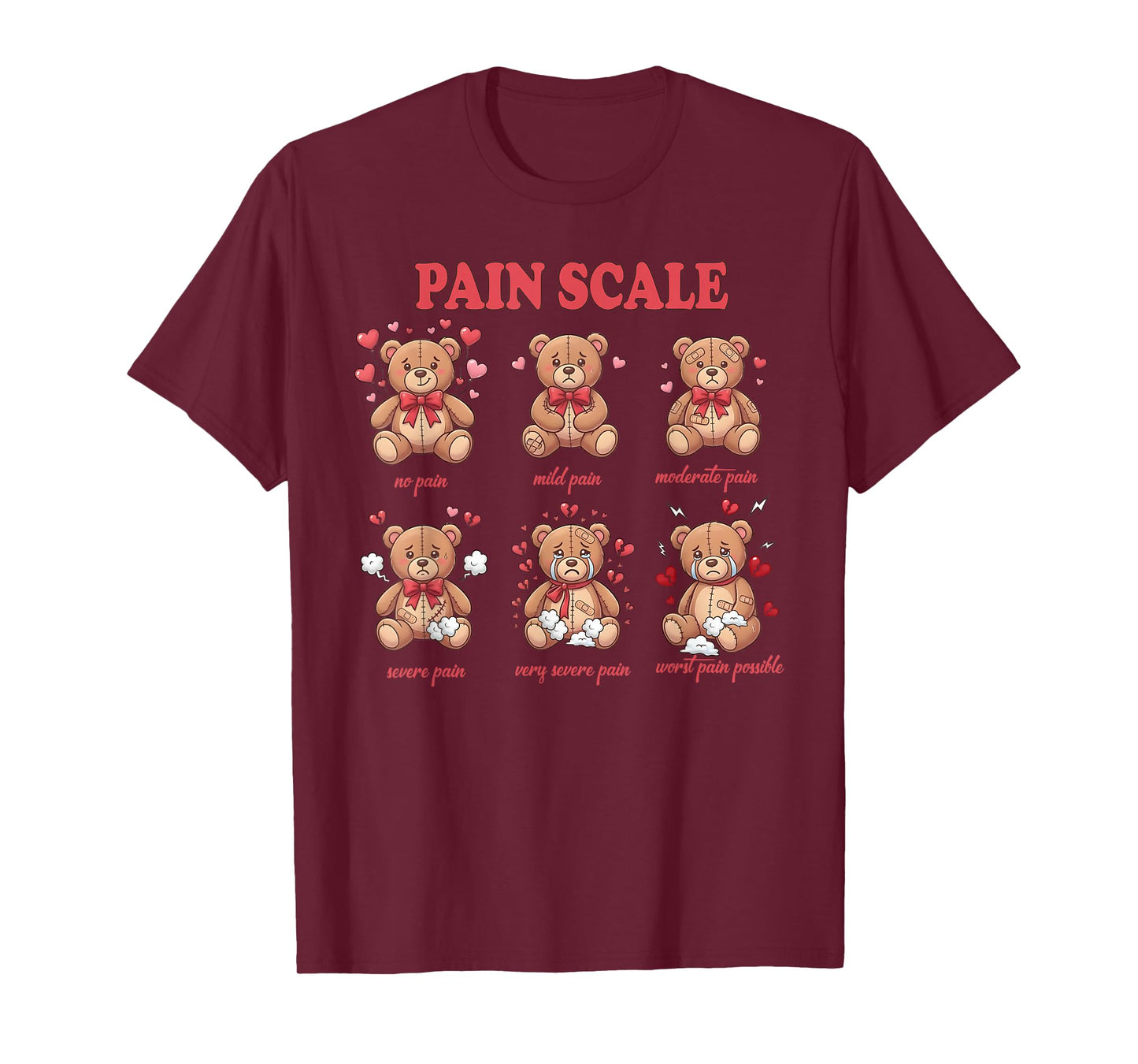 Funny Pain Scale Valentines Day Trauma Nurse Doctor Medical T-Shirt