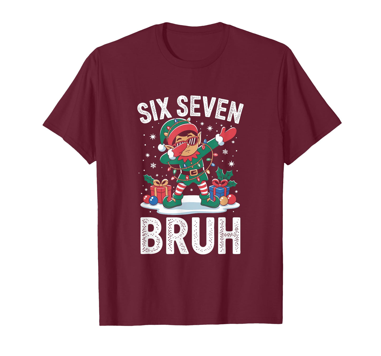 Funny Elf Dab 67 Six Seven Burh Christmas 6 7 Meme Dabbing T-Shirt