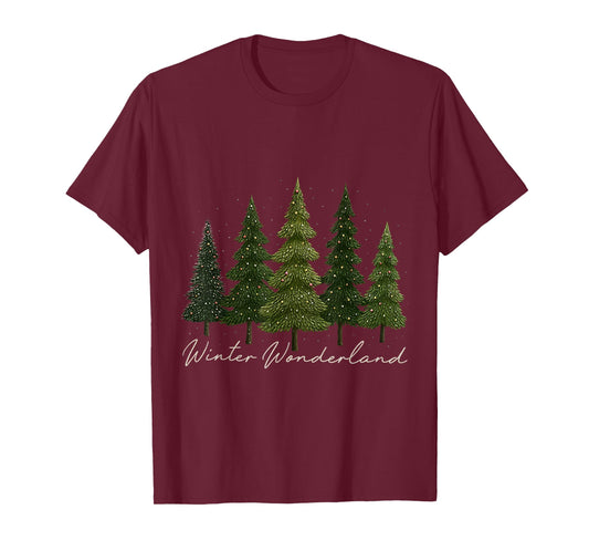 Winter Wonderland Snowy Forest Holiday Scene T-Shirt
