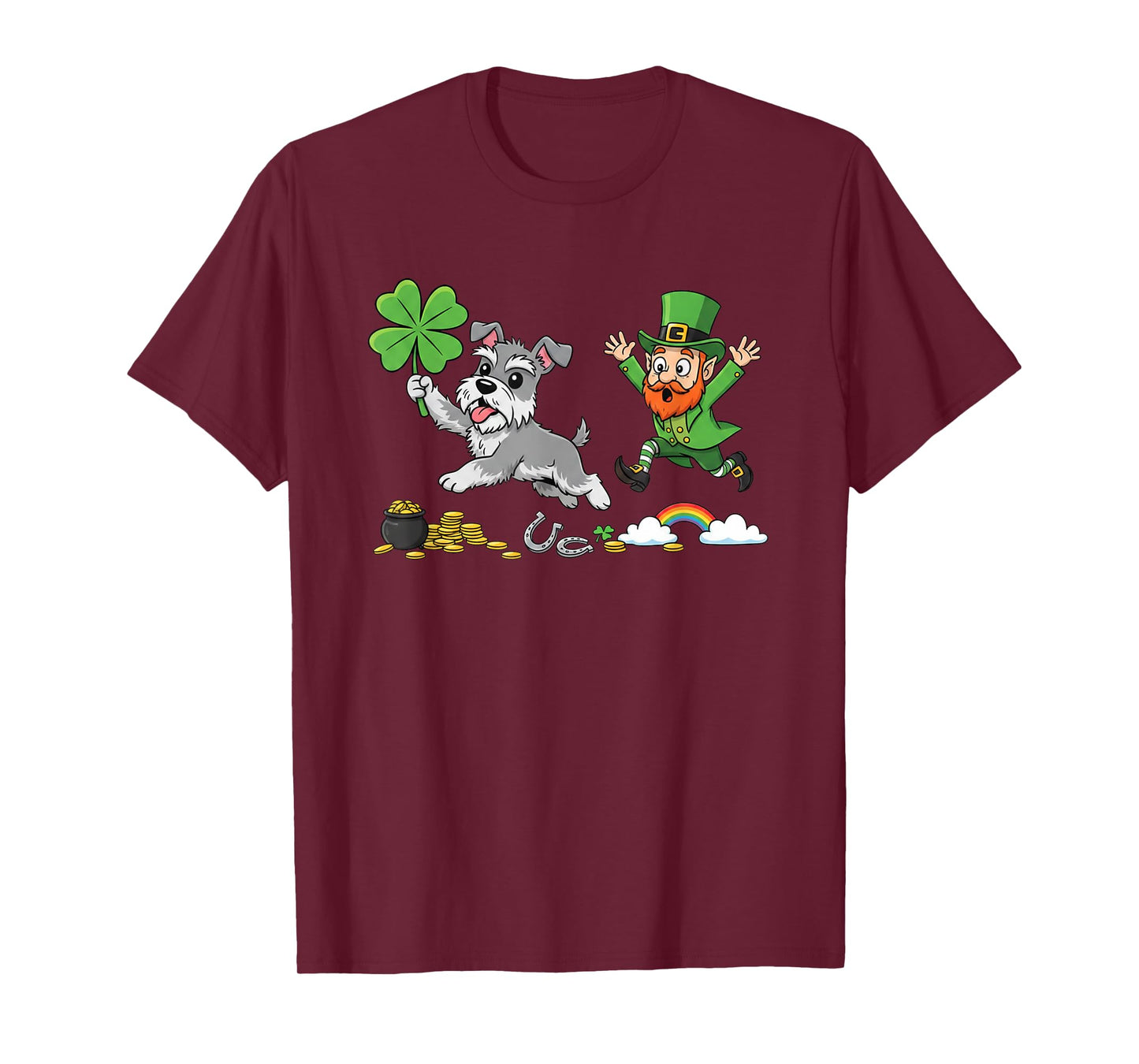 Miniature Schnauzer Clover St Patricks Day Womens Mens Kids T-Shirt