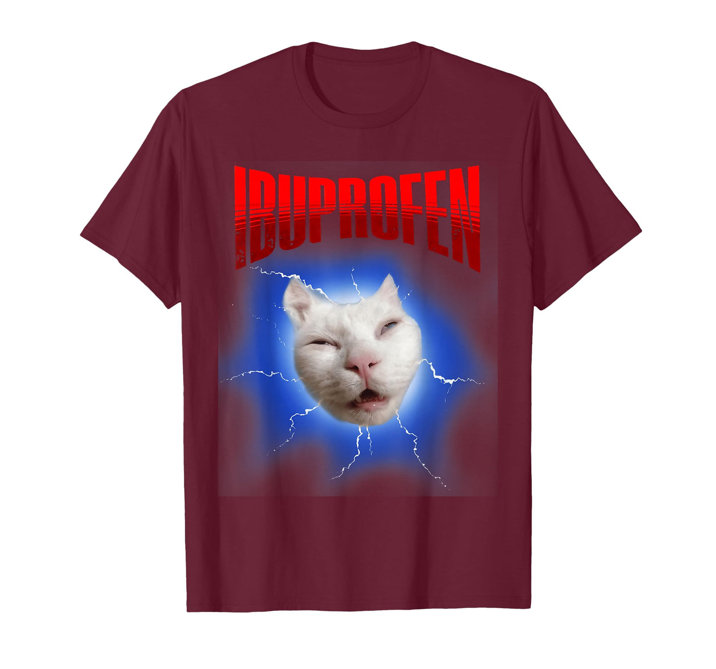 Funny Ibuprofen Cat Meme with Cringe Ugly Feline Face T-Shirt