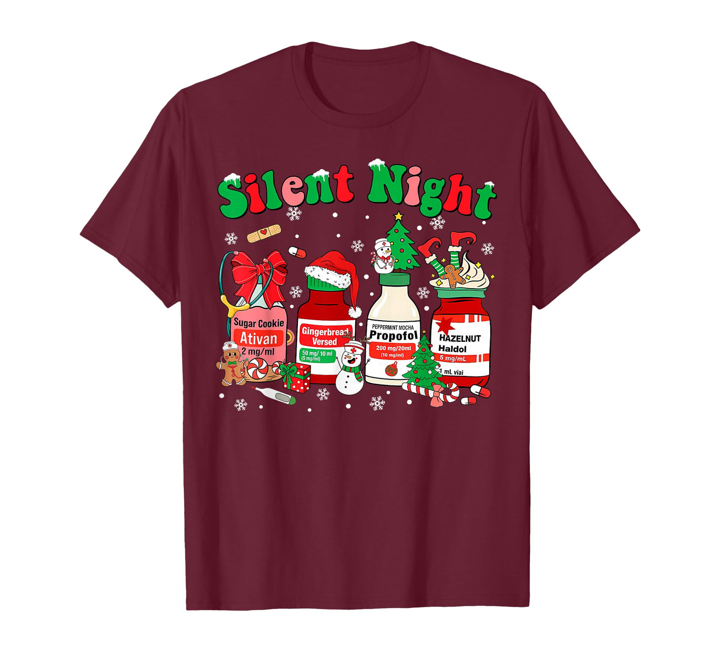 Funny Santa Propofol Silent Night ICU Nurses Merry Christmas T-Shirt