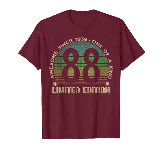 88 Year Old Gifts Vintage 1938 Limited Edition 88th Birthday T-Shirt