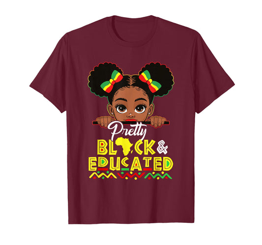 Black History Pretty Black Educated Afro Girl Kids Toddler T-Shirt