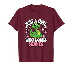 Just A Girl Who Loves Snakes Cute Reptile Girls Kids T-Shirt