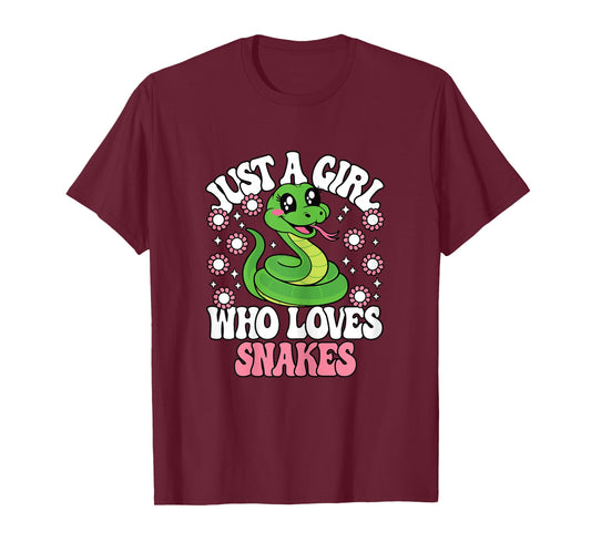 Just A Girl Who Loves Snakes Cute Reptile Girls Kids T-Shirt
