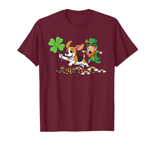 Funny Beagle Clover St Patricks Day Womens Mens Kids T-Shirt