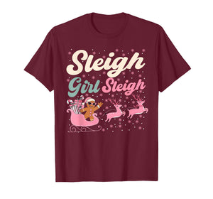 Christmas Gingerbread Pink Sleigh Girl Xmas Girls Kids Women T-Shirt