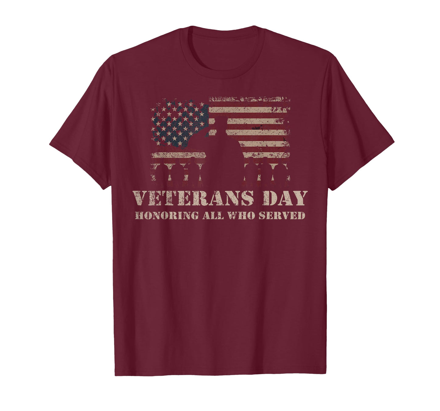 Veterans Day Honoring All Who Served Patriotic Flag Soldier T-Shirt