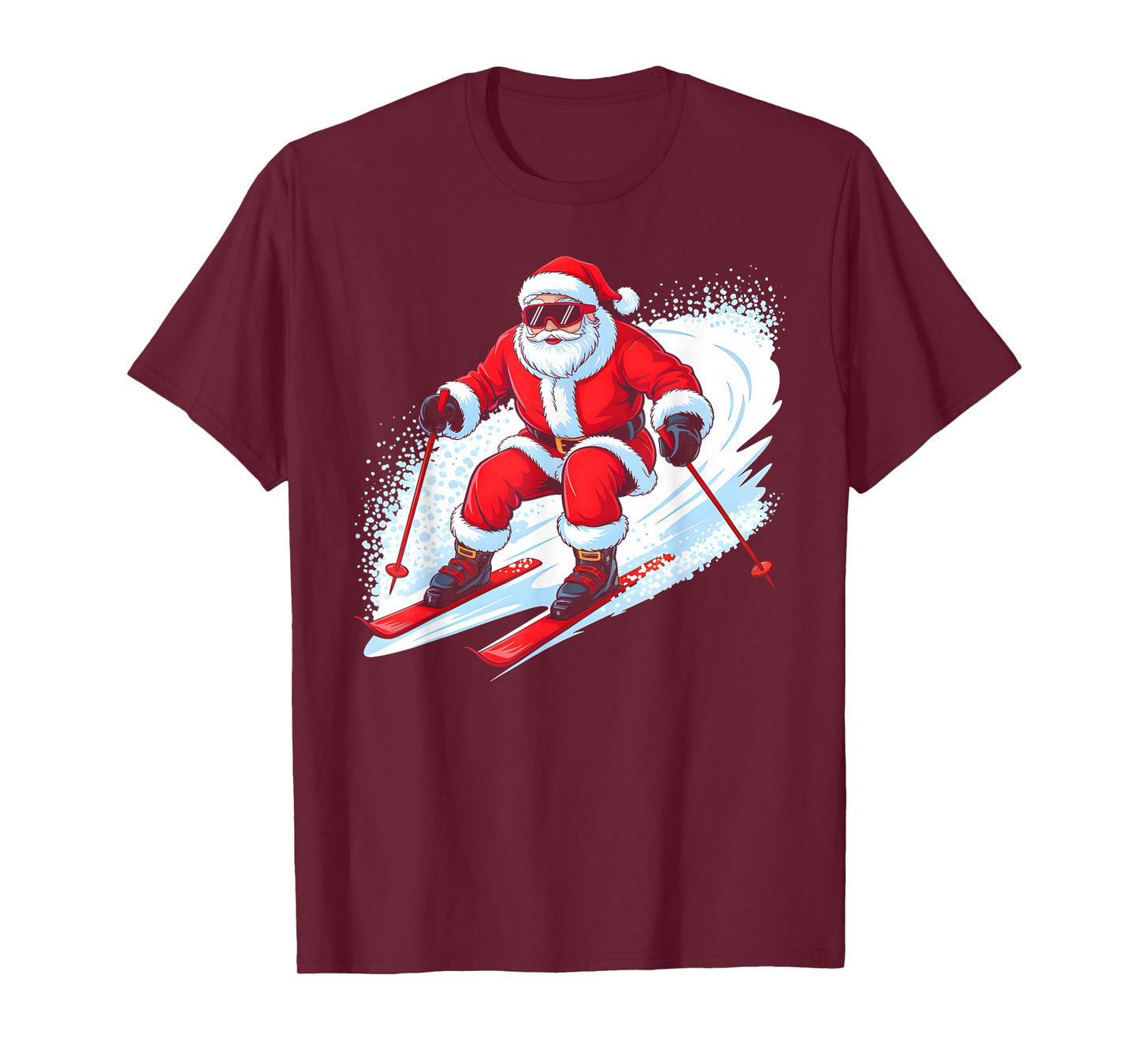 Santa Skiing Funny Christmas Skier Ski Racer Xmas Pajama T-Shirt