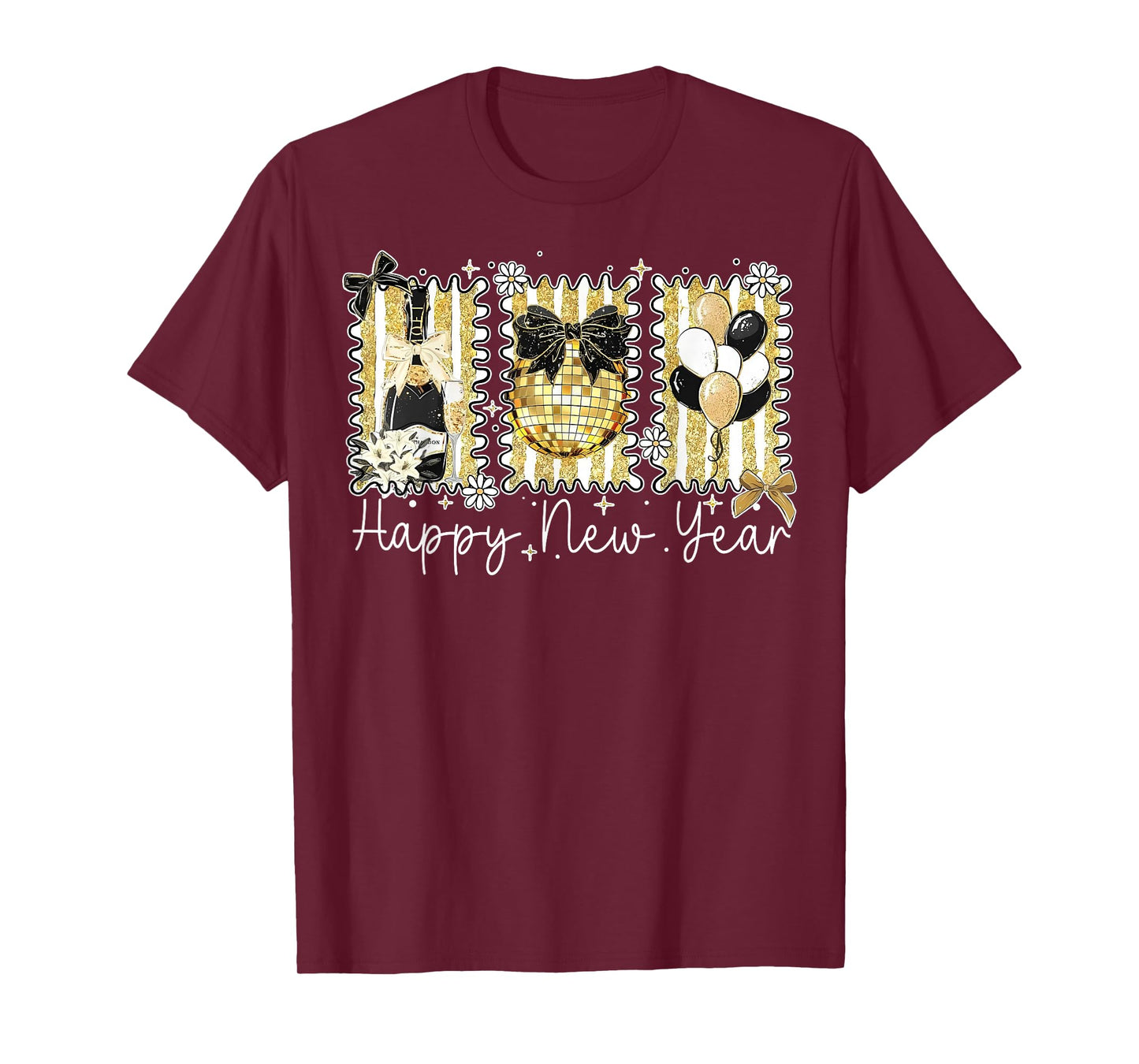 Happy New Year 2026 Disco Ball Bow New Year's Eve Party T-Shirt