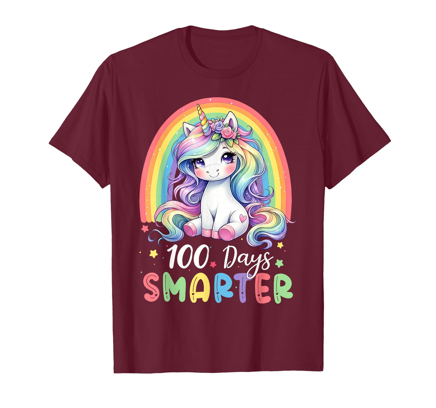 100 Days Smarter Kids Girls Unicorn 100th Day of School T-Shirt