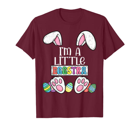 Girls Easter I’m Little Eggstra Retro Easter Day Kids Girls T-Shirt