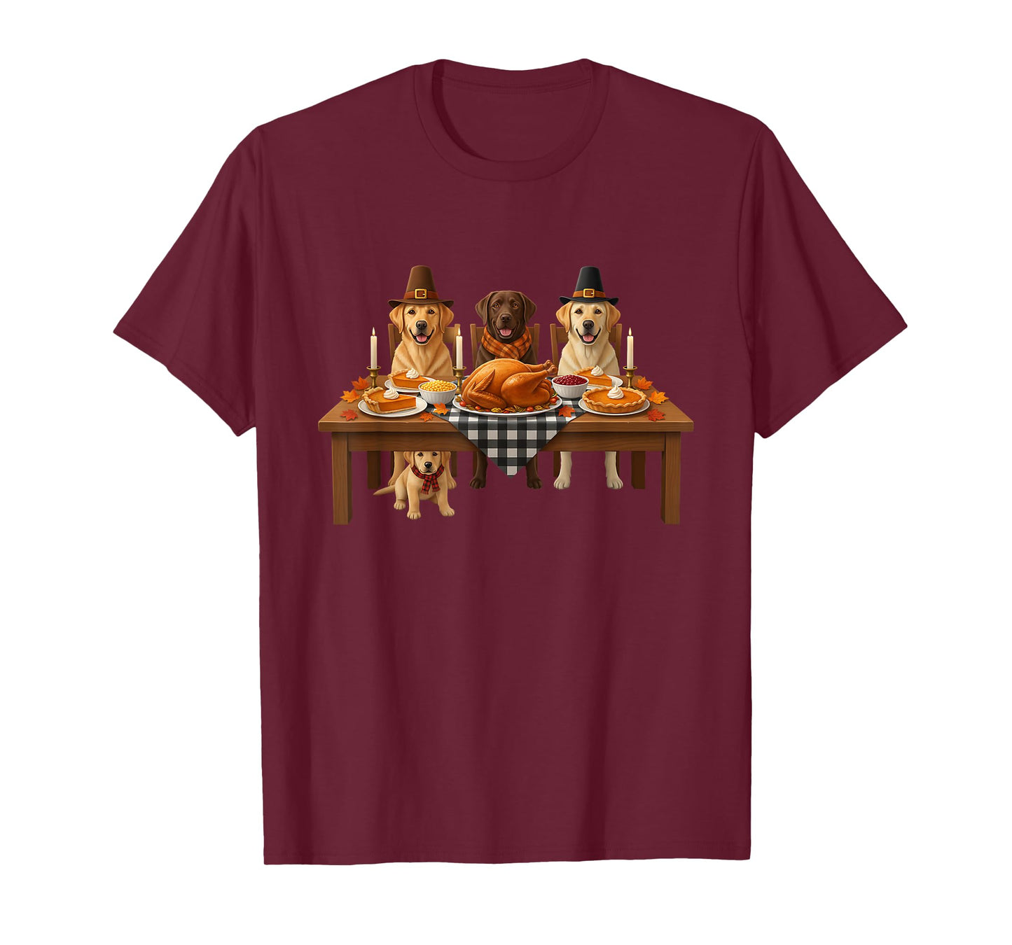 Thanksgiving Labrador Dogs Dinner Feast Fall Men Women T-Shirt
