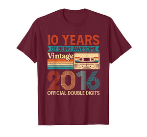 Vintage 2016 Official Double Digits 10yrs Old 10th Birthday T-Shirt