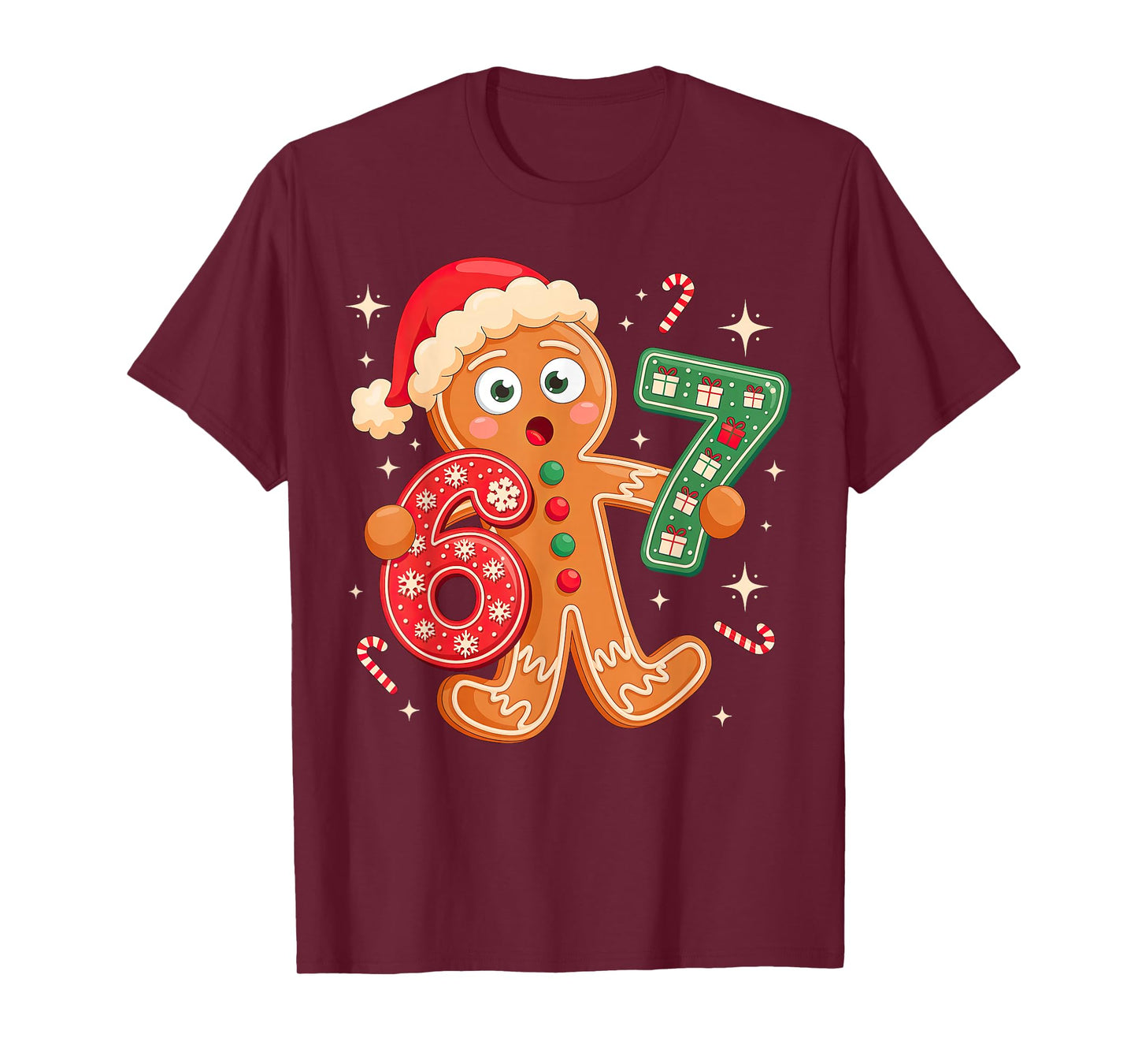 Gingerbread Six Seven 67 Meme 6 7 Christmas T-Shirt