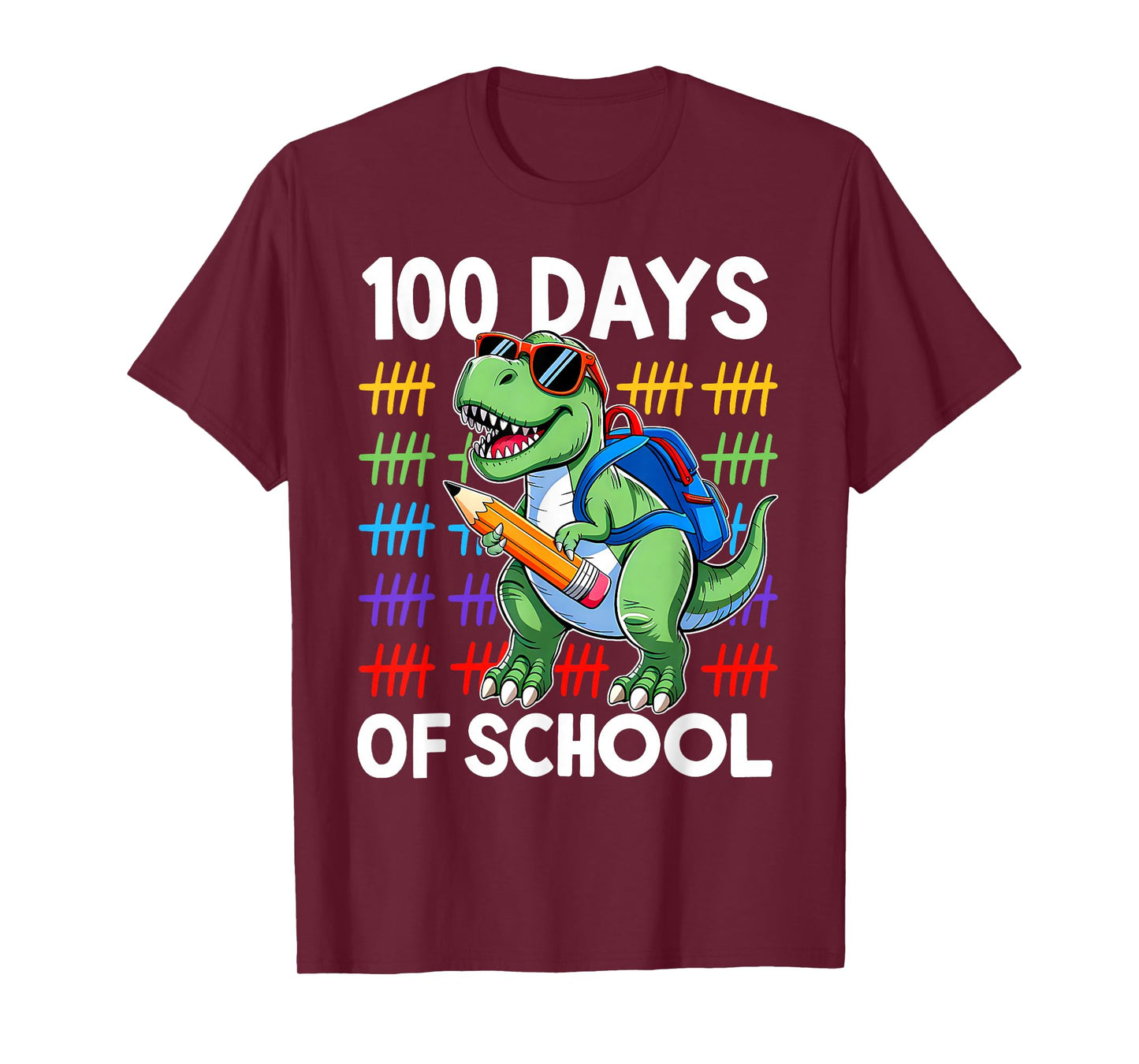 100 Days of School Dinosaur T-Rex Boys Kids 100 Days Smarter T-Shirt