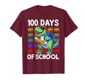100 Days of School Dinosaur T-Rex Boys Kids 100 Days Smarter T-Shirt