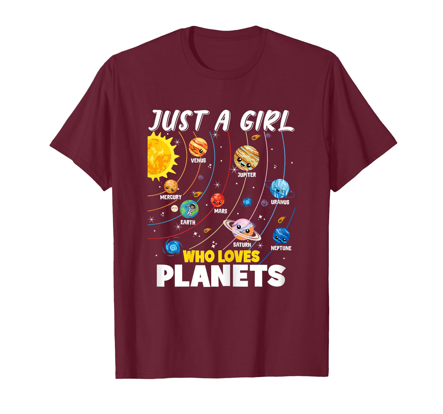 Just A Girl Who Loves Planets Solar Space Science Lover Girl T-Shirt