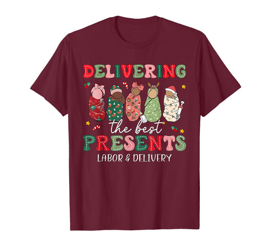Delivering The Best Presents Labor Delivery Nurse Christmas T-Shirt