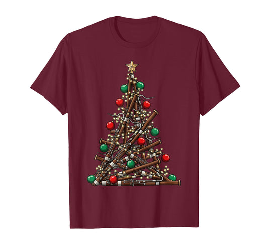 Bassoon Christmas Tree Lights Xmas Boys Men Funny Player T-Shirt